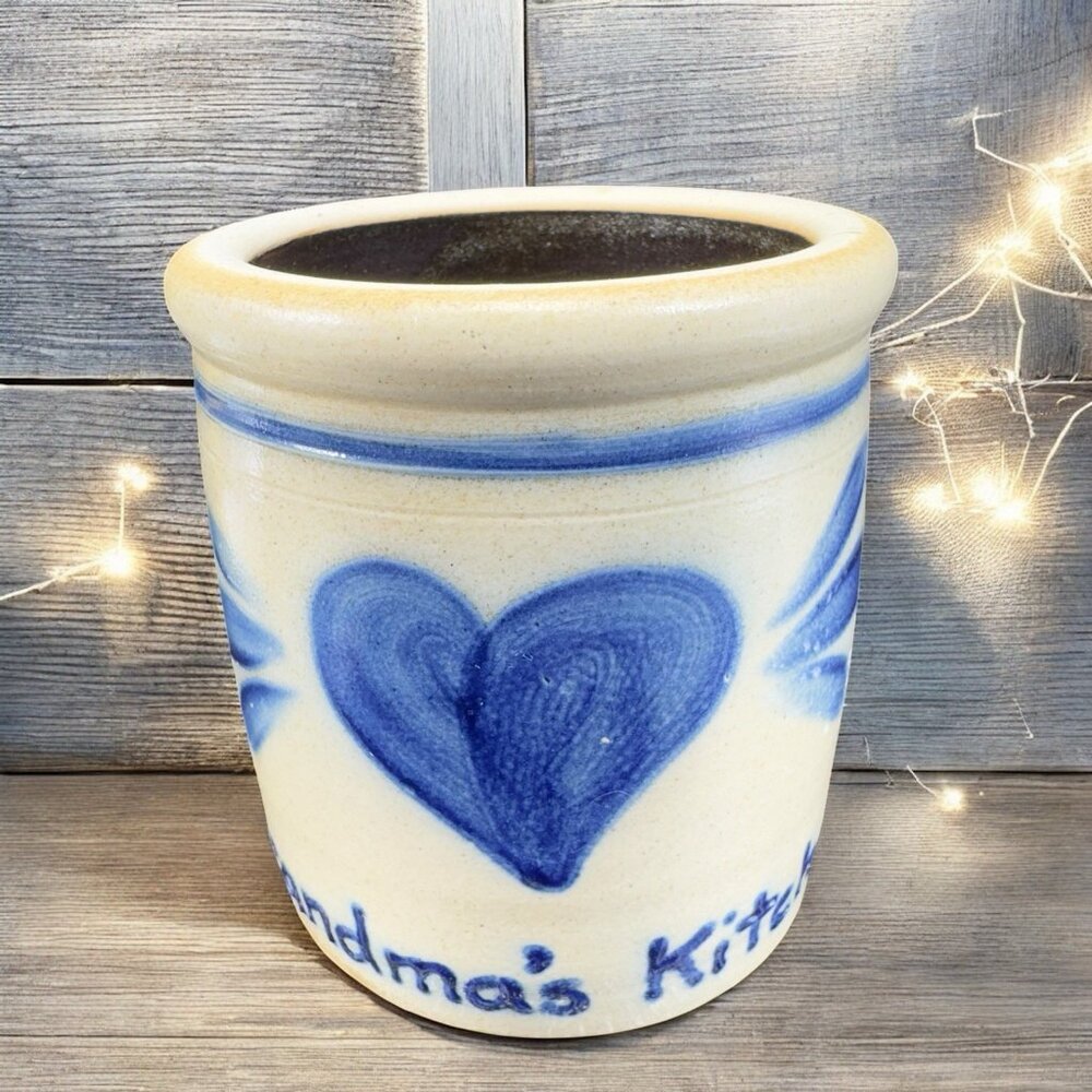 Shadow Lawn Pottery Stoneware Salt Glaze Vase Utensil Holder Grandmas Kitchen‎